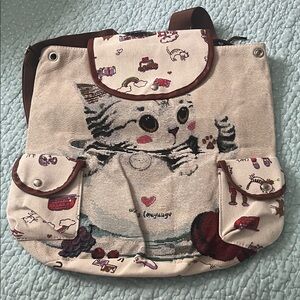 NWT Cute Cat Print Shoulder Bag/School pack